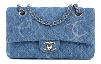 CHANEL Classic Flap CF Denim Handbag Shoulder Bag Crossbody Bag Women's Blue