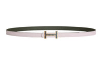 HERMES Gold Buckle Epsom Calfskin Double-Sided Leather Belt Women's Light Purple Width: 1.3cm
