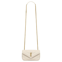 SAINT LAURENT LOULOU Sheepskin Shoulder Bag Mini Women's Vintage White