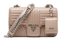 PRADA Leather Shoulder Bag Women's Nude