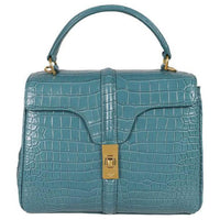 CELINE Crocodile Leather Shoulder Bag Crossbody Bag Handbag Small Size Women's Lake Blue