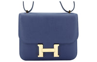 HERMES Constance Epsom Leather Kangkang Shoulder Crossbody Bag Mini Women's Bleu Saphir Sapphire Blue