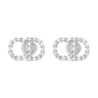 DIOR Metal Crystal Earrings Women's Color