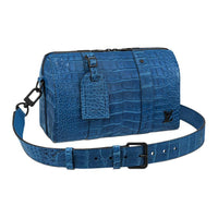LOUIS VUITTON Crocodile Leather Storage Bag Clutch Shoulder Bag Crossbody Bag Men's Blue