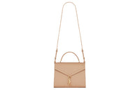 SAINT LAURENT Leather Crossbody Handbag Shoulder Bag Medium Size Women's Dark Beige