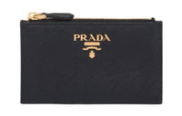 PRADA Saffiano Leather Card Clip Women's Black