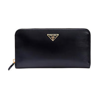 PRADA Cow Leather Wallet Women's Black