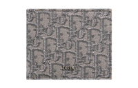 DIOR Jacquard Fabric Cow Leather Wallet Men's Gray