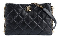 CHANEL 21K Winter Sheepskin Chubby Bag Crossbody Bag Women's Black