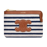 CELINE Fabric Wallet Women's Marine Blue & Tan