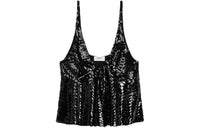 CELINE Embroidered Gathered Tank Top In Tulle