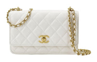 CHANEL 23C Spring WOC Waxed Leather Wealth Bag Shoulder Bag Crossbody Bag Medium Size Women's White