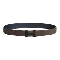 HERMES Calfskin Metal Leather Belts Men's Black/Navy Width: 3.2CM