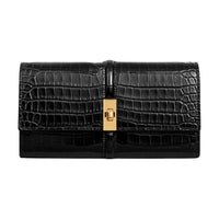 CELINE Crocodile Leather Wallet Large Size Women's Black