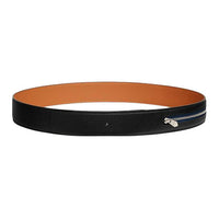 HERMES Zip Closure Decoration Calfskin Leather Belts Unisex Black Width 3.8CM