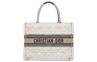 DIOR BookTote Wool Tote Bag Shopping Bag Handbag Medium Size Women's Ice White