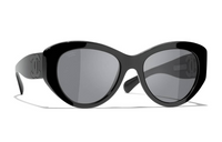 CHANEL Acetate Irregular Shape Sunglasses Women's Black