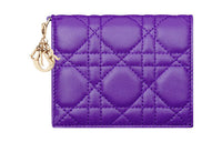 DIOR Lady Dior Lambskin Wallet Mini Women's Purple