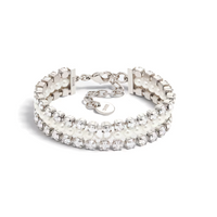 DIOR Resin Pearl Crystal Metal Bracelets Women's White