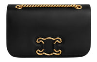 CELINE Triomphe Shiny Calfskin Handbag Shoulder Bag Women's Black