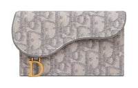 DIOR Fabric Wallets Card Holders Women's Gray