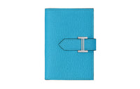 HERMES Bearn Mysore Goatskin Wallet Mini Women's Frida Blue