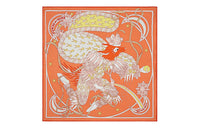 HERMES Mulberry Silk Silk Scarf Women's Apricot Yellow