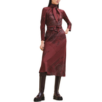 HERMES Long Sleeved Dress Women's Red