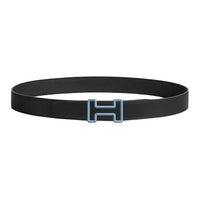 HERMES Calfskin Leather Belts Men's Black Width: 3.2CM