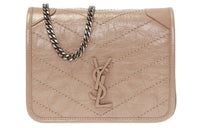SAINT LAURENT Niki Leather Wallets Shoulder Bag Crossbody Bag Women's Gold Sand