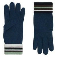 HERMES Palladium-Plated Knit Gloves Men's Blue/Black/Brown