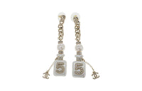 CHANEL Earrings Women's Gold, White