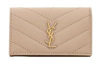 SAINT LAURENT CASSANDRE Calfskin Key Pouch Regular Women's Dark Beige