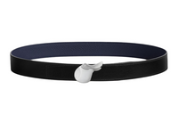HERMES Horse Saddle Pattern With Buckle Smooth Buckle Leather Belts Men's Black/Blue Width: 3.2cm