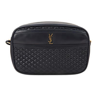 SAINT LAURENT Leather One Shoulder Clutch Women's Dark Blue