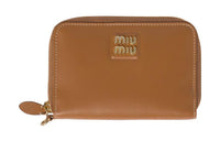 MIU MIU Leather Wallet Small Size Women's Caramel