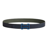 HERMES Calfskin Leather Belts Men's Indigo/Green Gray Width: 3.2CM