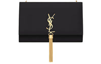 SAINT LAURENT KATE Smooth Leather Fringe Bag, Crossbody Bag, Shoulder Bag Women's Black