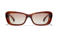 CHANEL Acetate Irregular Shape Sunglasses Men's Brown