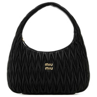 MIU MIU Wander Series Leather Handbag, Shoulder Bag Women's Black