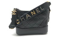 CHANEL Gabrielle Calfskin Shoulder Bag Crossbody Bag Small Size Women's Black