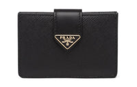 PRADA Saffiano Leather Card Holder Women's Black