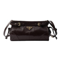 PRADA Leather Shoulder Bag Trumpets Women's Dark Brown