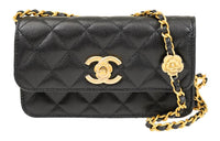 CHANEL Cow Leather Crossbody Bag Shoulder Bag Regular Women's Black