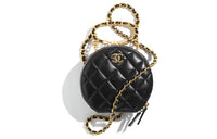 CHANEL Sheepskin Crossbody Bag Shoulder Bag Women's Black