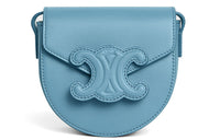 CELINE Besace Cow Leather Saddle Bag Messenger Bag Shoulder Bag Crossbody Bag Mini Women's Blue