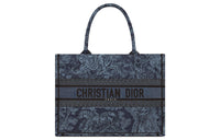 DIOR Embroidery Tote Bag Shopping Bag Handbag Medium Size Women's Denim Blue