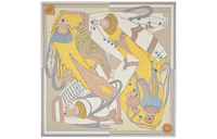 HERMES Silk Scarves Women's Beige/Tawny/Blue