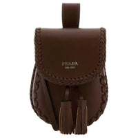 PRADA Leather Shoulder Bag Women's Brown