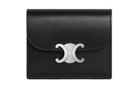 CELINE Triomphe Shiny Calfskin Wallet Trumpets Women's Black